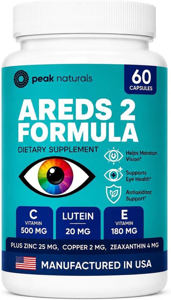 AREDS 2 Eye Vitamins + Lutein, Zeaxanthin, Zinc, Copper & Vitamin C, 60 Ct