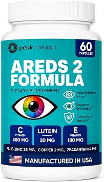 AREDS 2 Eye Vitamins + Lutein, Zeaxanthin, Zinc, Copper & Vitamin C, 60 Ct
