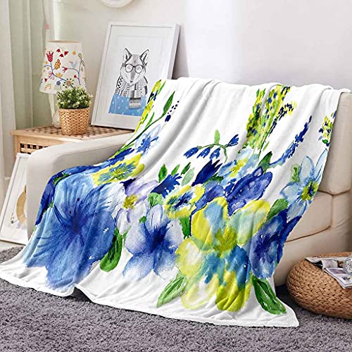Couverture fleurs bleues pour vos soirées cocooning au salon - 3