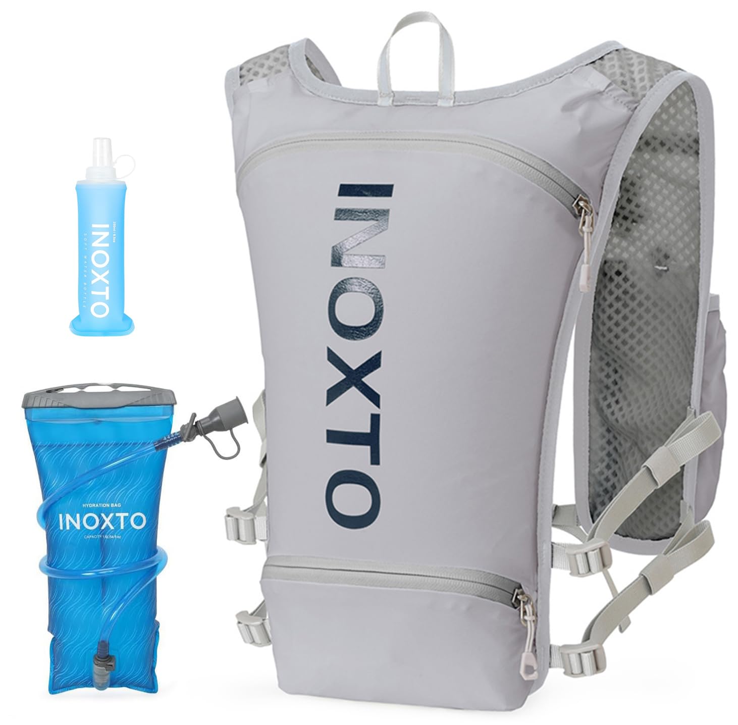 INOXTO Running Hydration Vest Backpack,Lightweight Insulated Pack with 1.5L Water Bladder Bag Daypack for Hiking Trail Running Cycling Race Marathon for Women Men