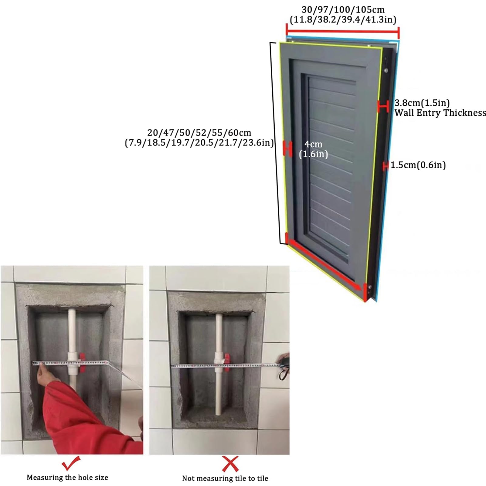 Malowany aluminiowy panel dostępowy do płyt kartonowo-gipsowych – właz wciskany do drzwi inspekcyjnych izolowanych sufitem i ścianami 105 x 60 cm, biały, idealny do grillowania i konserwacji