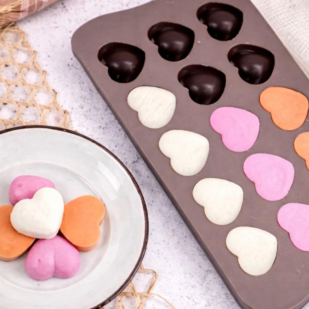Stampo in Silicone per Cioccolatini a Cuore 3D - Stampo da Forno e Frigo - Versatile per Dolci, Ghiaccio, Candele, Caramelle, Gelatina - Formine Antiaderenti (CUORE) - 4