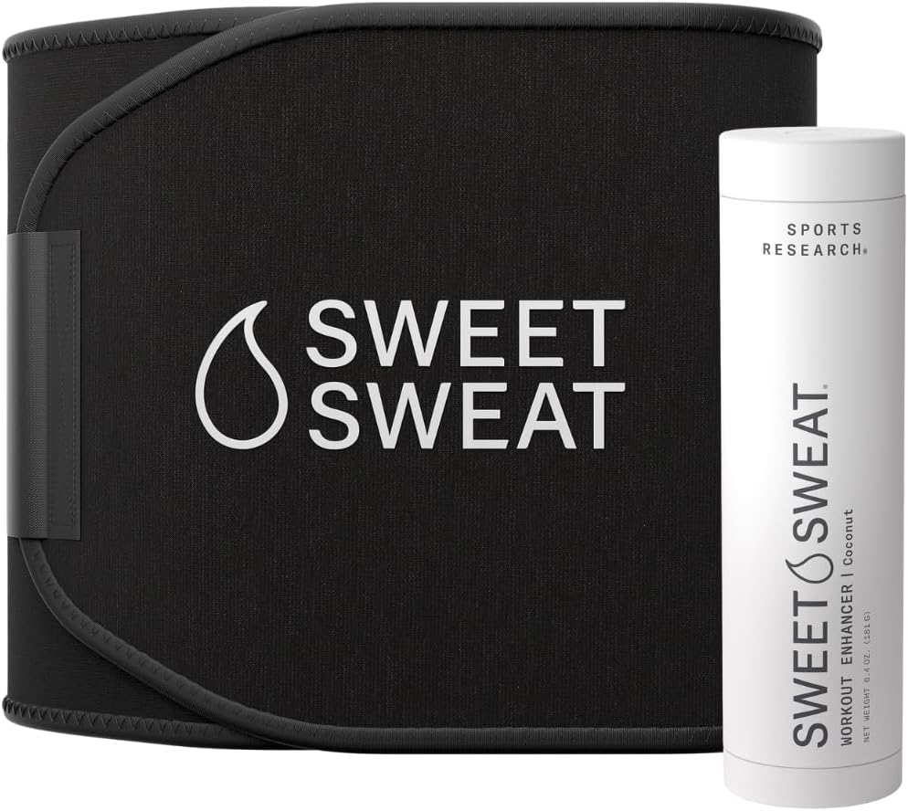 Sports Research® Waist Trimmer Pack - Waist Trimmer Extra Coverage Medium M Size + Workout Enhancer Roll-On Gel Coconut