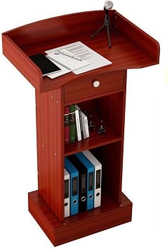 Wooden Podium with Drawers, Wooden Lectern Stand, Portable Podium Stand, Podium for Church, School, Lectures, Conferences