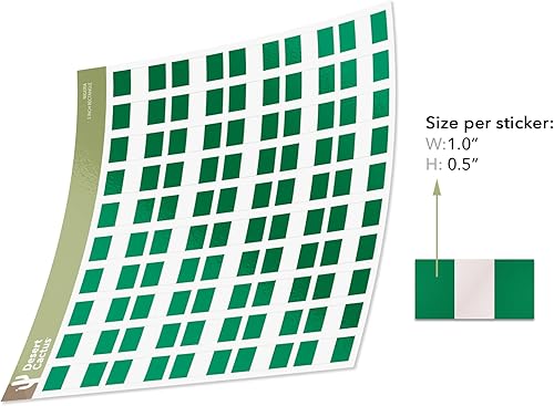 Miniatura 2 de Desert Cactus Calcomanía de bandera de país de Nigeria, hojas rectangulares de 1 pulgada, 50 piezas en total con logotipo de niños, álbum de