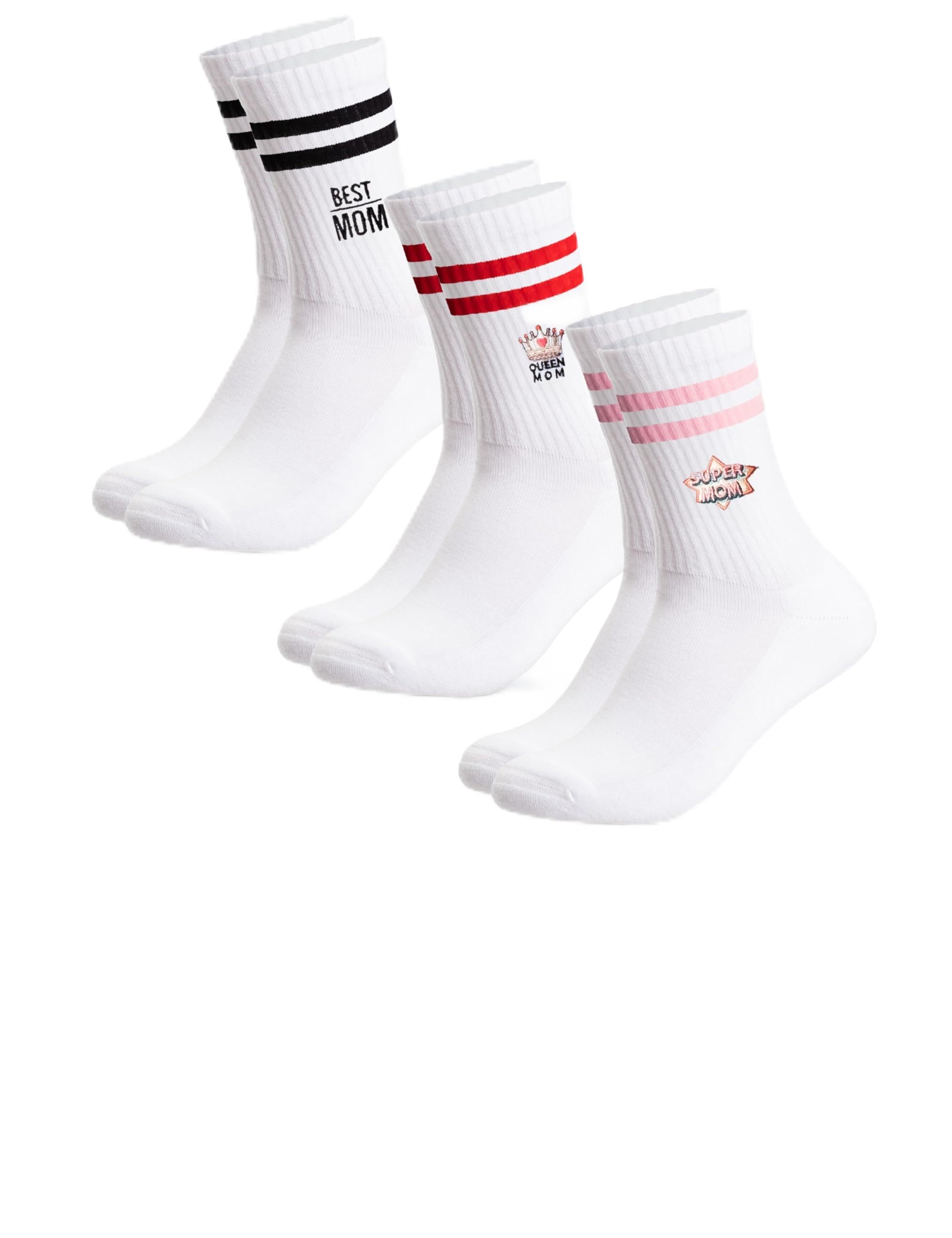 Occulto Damen Muttertagsgeschenk Tennissocken 3er Pack (Modell: Mom), Socken Geschenk für Frauen