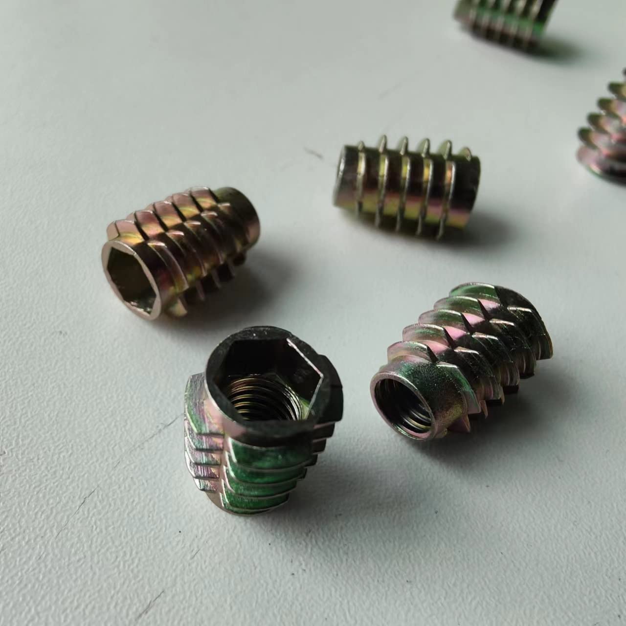 JINRUISI Threaded Inserts 5/16-18 X 20mm - 100 Pack Steel Inserts For Wood Furniture, Hex Flush Design - View #5