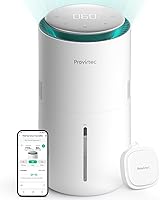 Provirtec MistFree Smart Evaporative Humidifier: No White Dust, Auto Humidity Control, App & Voice, 3L Tank, Quiet Sleep Mode (White)