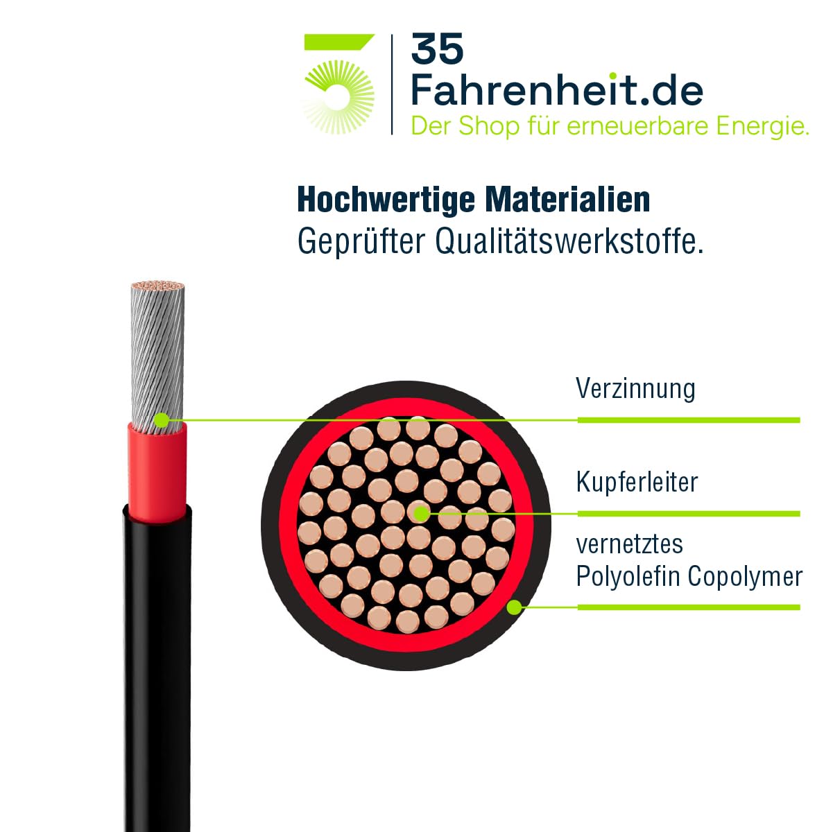 35Fahrenheit H1Z2Z2-K - Cable solar (6 mm², 50 m, cable fotovoltaico resistente a los rayos UV, resistente a los rayos UV y a la intemperie, para sistemas solares fotovoltaicos fotovoltaicos)