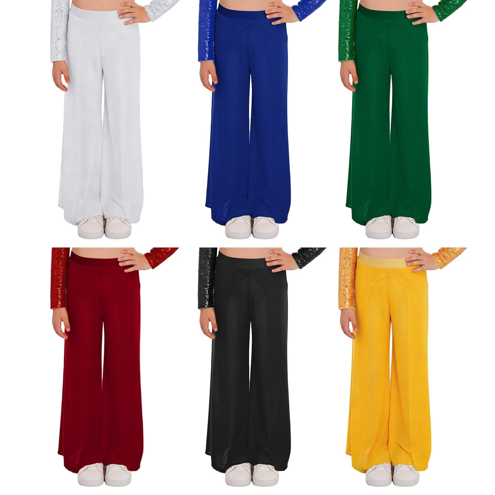 Klassische Tanz-Tüllhose mit weitem Bein Lyrical-Tanzhose mit weitem Bein und elastischem Bund aus Netzstoff integriertem Slip for Performance-Wettbewerbe for Kinder Mädchen