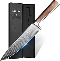 Vista 10 de Huusk Juego de 4 cuchillos de carnicero, cuchillo japonés para carne, cuchillo de cocina similar a hacha y cuchillo vikingo afilado para cortar