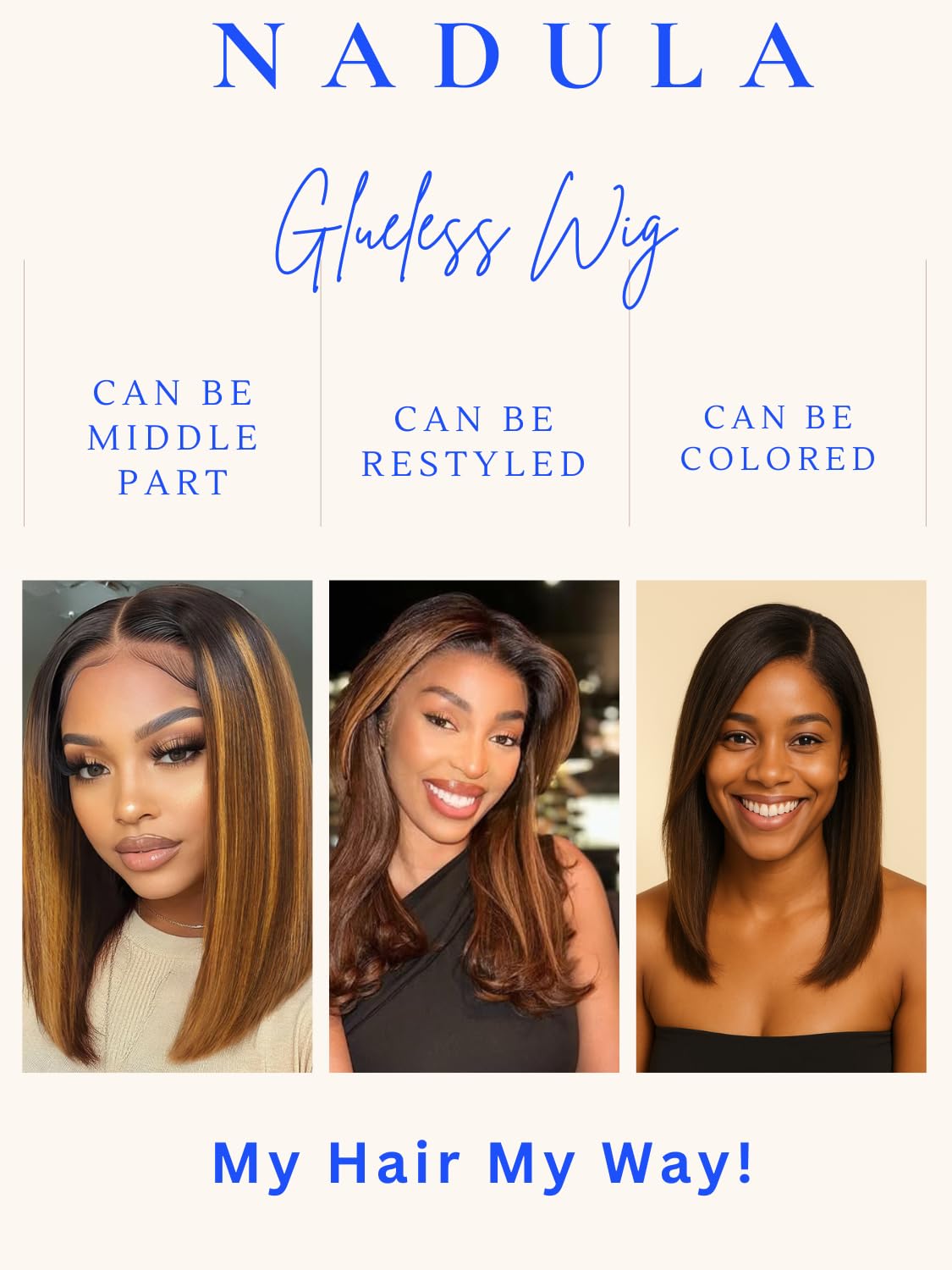 Nadula Blonde Piano Highlight Blunt Bob Straight Wig Human Hair - Glueless Pre Cut 7x5 HD Bye Bye Knots Lace Front Wigs Pre Plucked with Dark Roots - Ready to Go Short Bob Silky Straight Wig 12inch