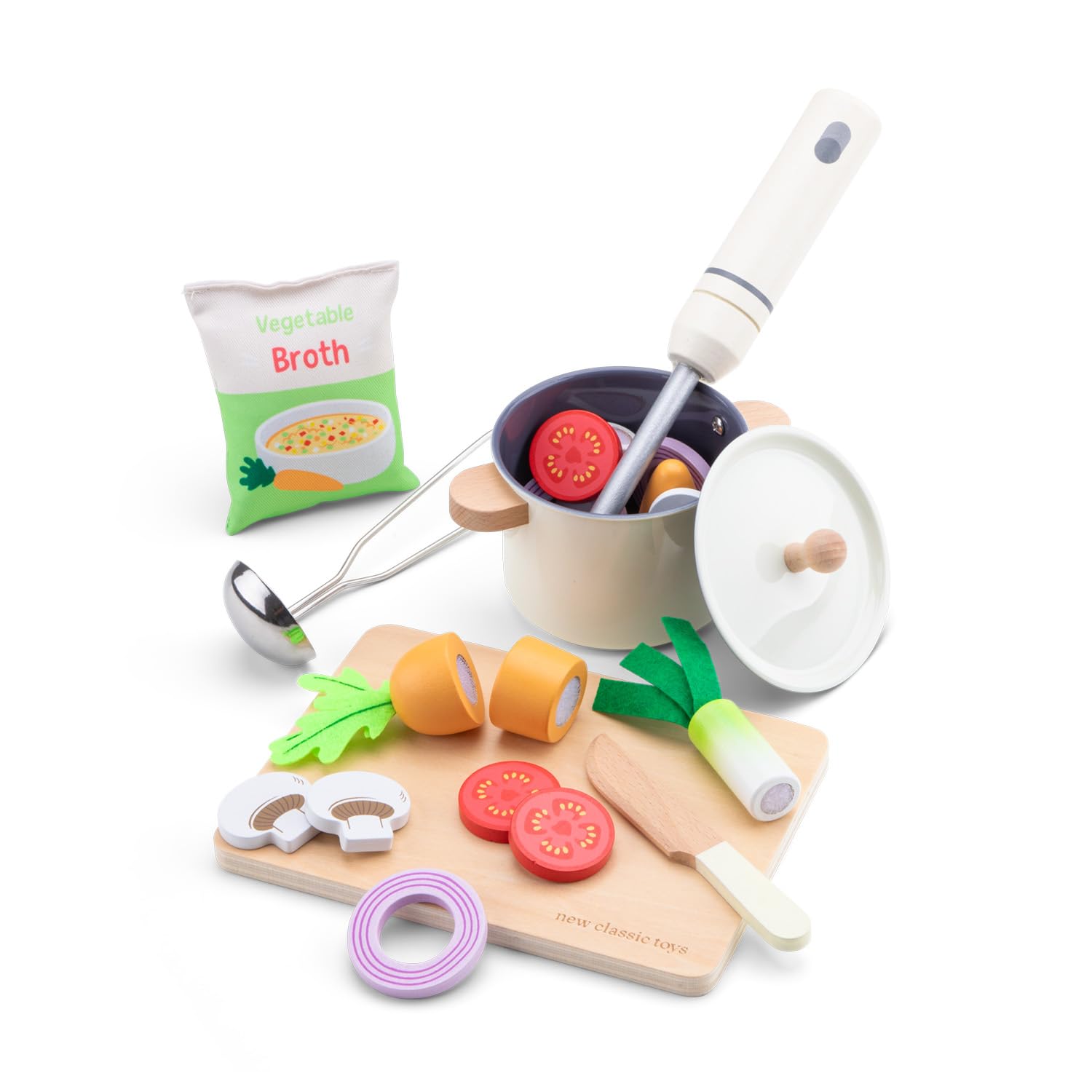 Woet Wooden Toy Soup Set for Toddlers 24 Months+ – Kitchen Playset with Pot, Blender, Vegetables & Cutting Board – Pretend Cooking Play Food Set for Boys and Girls