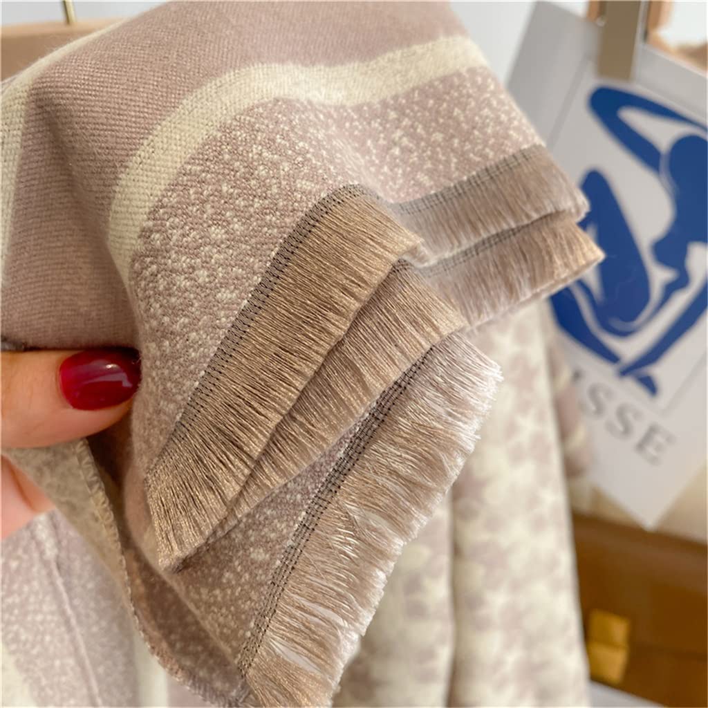 Bufanda Gruesa de imitación de Cachemira para Mujer, Chal cálido, Manta de Invierno, pañuelo para el Cuello con borlas para Mujer (Color 1, 180 x 65 cm)