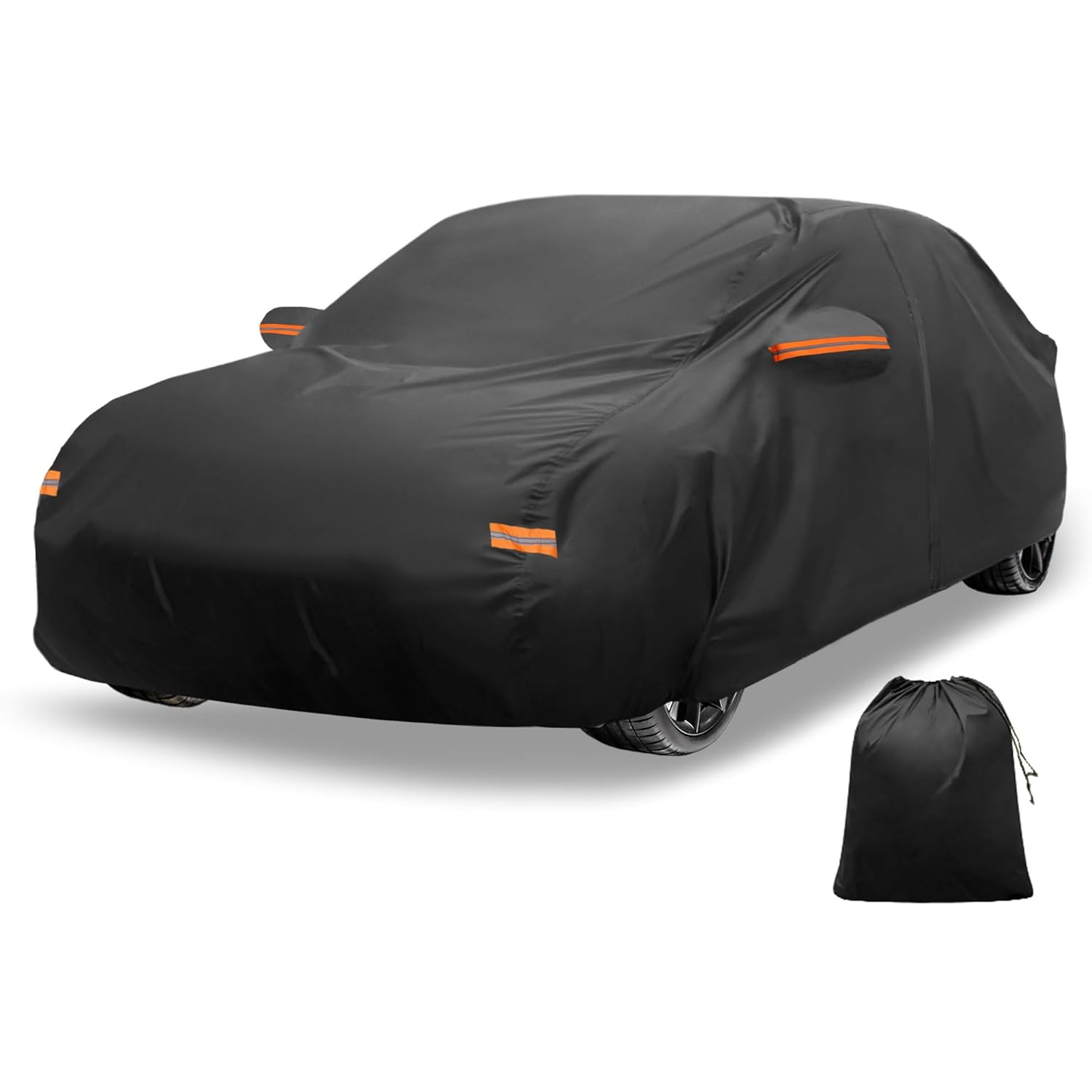 X AUTOHAUX Car Cover Outdoor Waterproof Sun Rain Snow Hail Protection with Left Side Door Zipper Aluminum Film