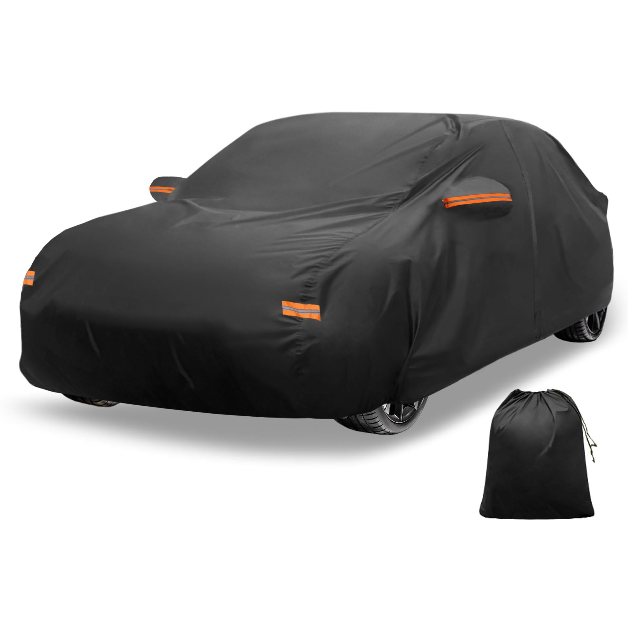X AUTOHAUX Car Cover Outdoor Waterproof Sun Rain Snow Hail Protection with Left Side Door Zipper Aluminum Film