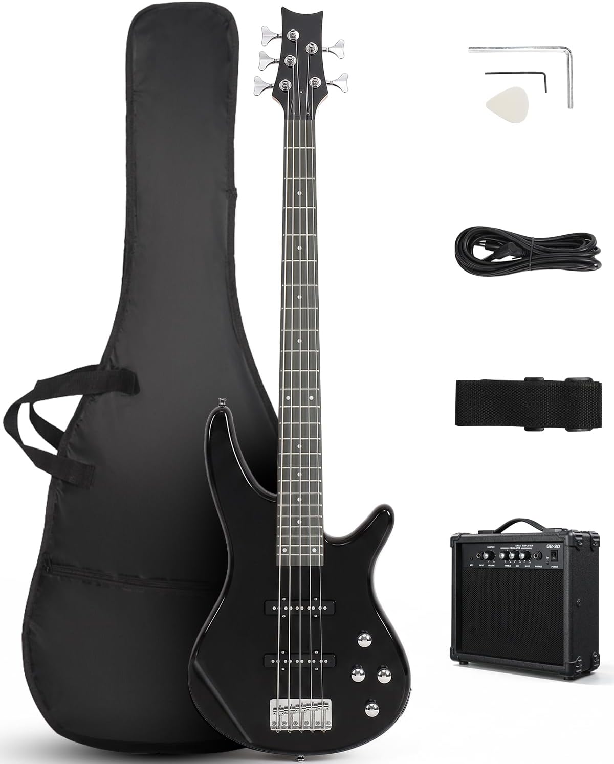 Ktaxon Electric Bass Guitar 5 String Bass Guitar Kit-Classic Black