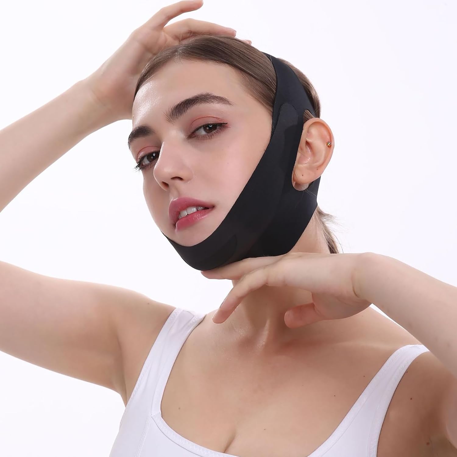 V Line Facial Mask Face Thinning Bandage Double Chin Reducer Face Slimming V Shaped Belt Reusable Facial Slimmer Shaper for Women and Men,Pink