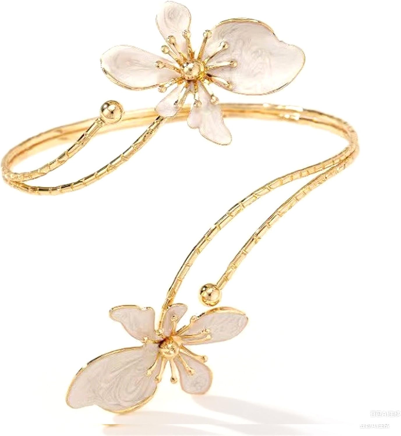 COLORFUL BLING Adjustable Gold Flower Floral Arm Cuff Bracelet Bangle Armband Upper for Women Statement Arm Jewelry Gift