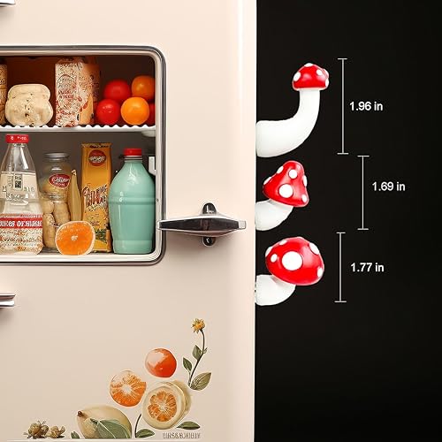 Miniatura 3 de Imanes lindos para nevera, 3 imanes de hongo, imanes decorativos para nevera para cocina, hogar, oficina, calendario, pizarra blanca, nota de fotos,