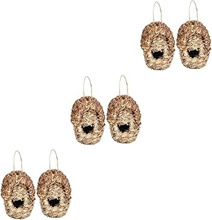 Happyyami 3pcs Straw Hummingbird House Straw Bird nest Decorative Bird nest Natural Parrot House Artificial Birds Hamster Accessories Hood Ornament Lifelike Parrot House Delicate Bird nest