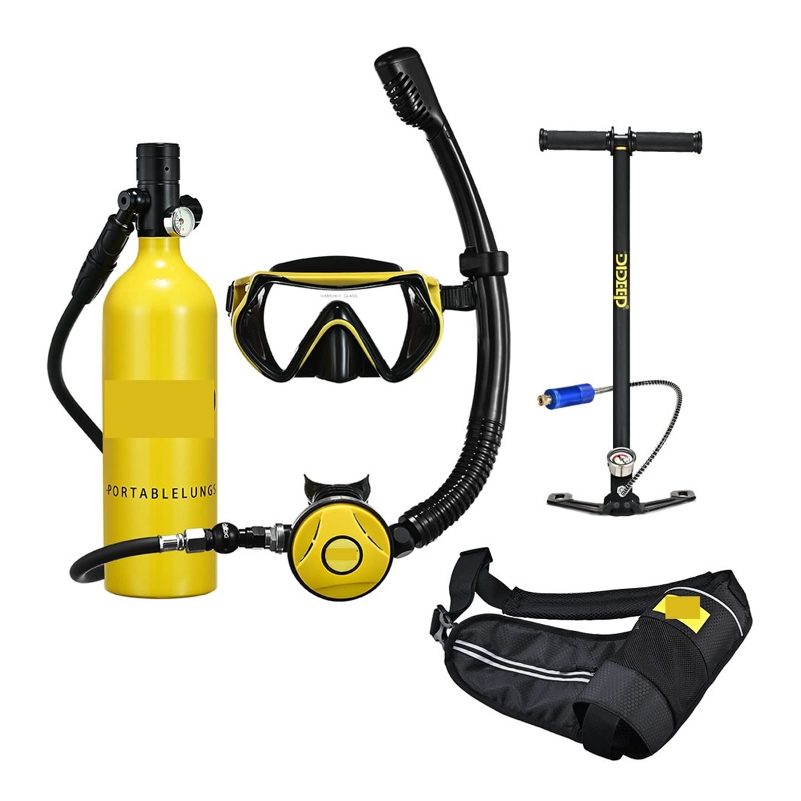 Portable Dive Cylinder, Snorkel Underwater Diving Rebreather Portable Deep Snorkeling Equipment(Blackhead in Yellow Bottle)