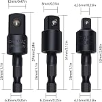 Professionnel 4-in-1 Adaptateur à angle droit, 105 Extension de la prise de mesure avec 1/4, 3/8, 1/2-Inch Bit de qualité impact, Acier noir au vanadium Chrome, 360° Shank à hexagone rotatif