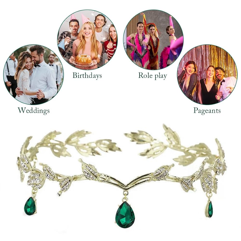 Diadème Elfe Strass TPZORJX - Couronne Princesse Mariage, Fête, Cosplay - Adjustable