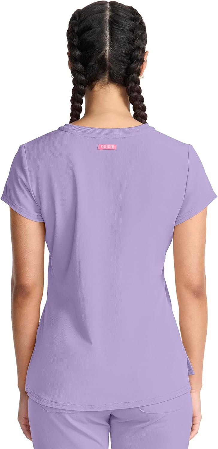 Med Couture Scrubs top for Women Medical Quarter Zip V-Neck Scrub Top Tuckable with Chest Pocket and Rounded Hem - MC705