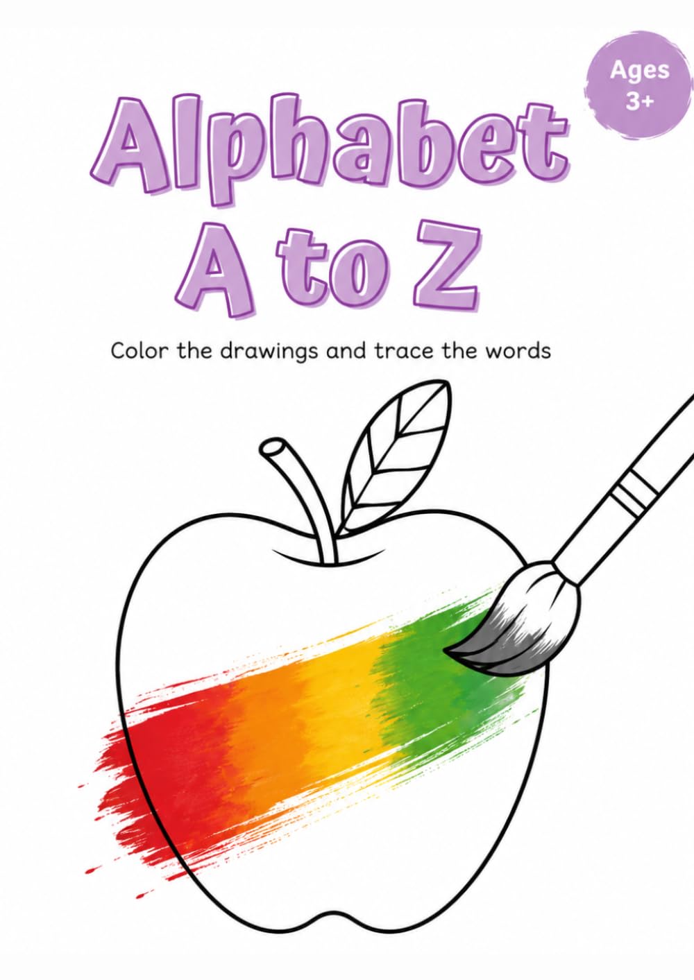 Alphabet A to Z - Color the drawing and trace the words