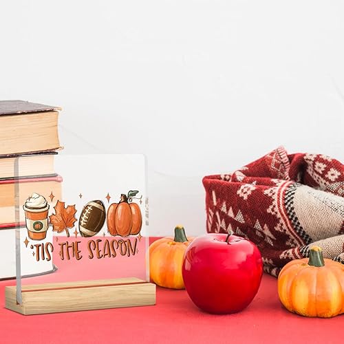 Miniatura 5 de Tis the Season - Decoración de otoño retro para el hogar, oficina, decoración de calabaza, letrero rústico de Acción de Gracias, decoración acrílica