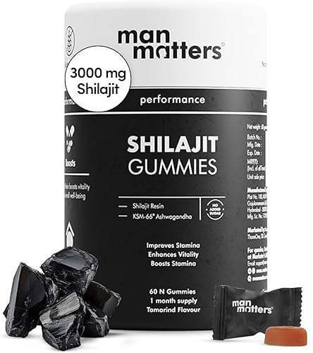 Man Matters Gomitas puras de Shilajit del Himalaya Gold I Probadas en laboratorio, sin azúcar añadido, Ashwagandha, Gokshura, ácido fúlvico y más de