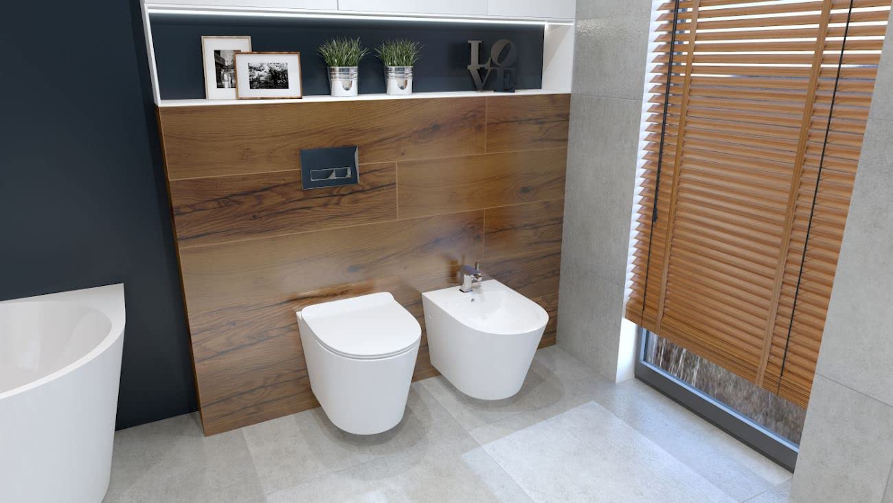 Grohe - Elemento frontale con piastra di pressione cromata + WC lavita Galve senza bordo + sedile WC con sistema soft-close softclose, set di supporti da parete
