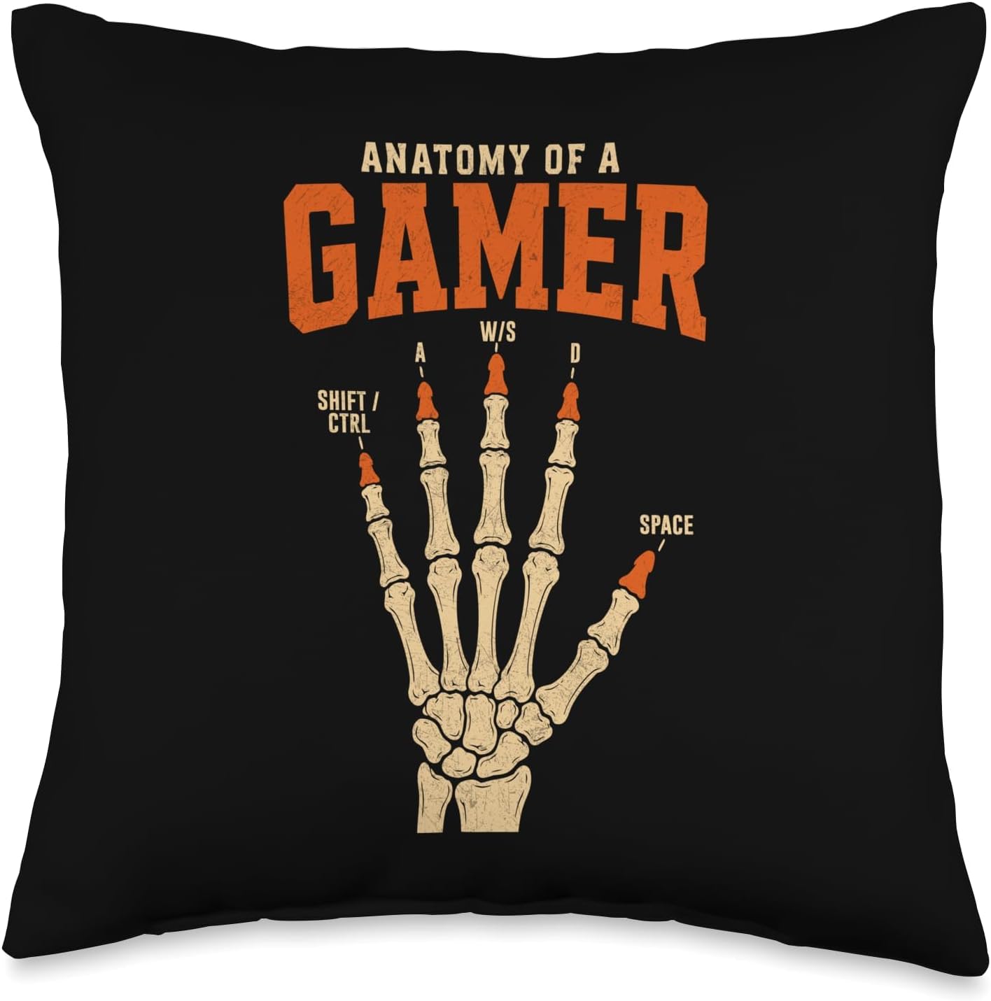 Anatomy of A Gamer Funny Retro Gaming Meme Keyboard Throw Pillow