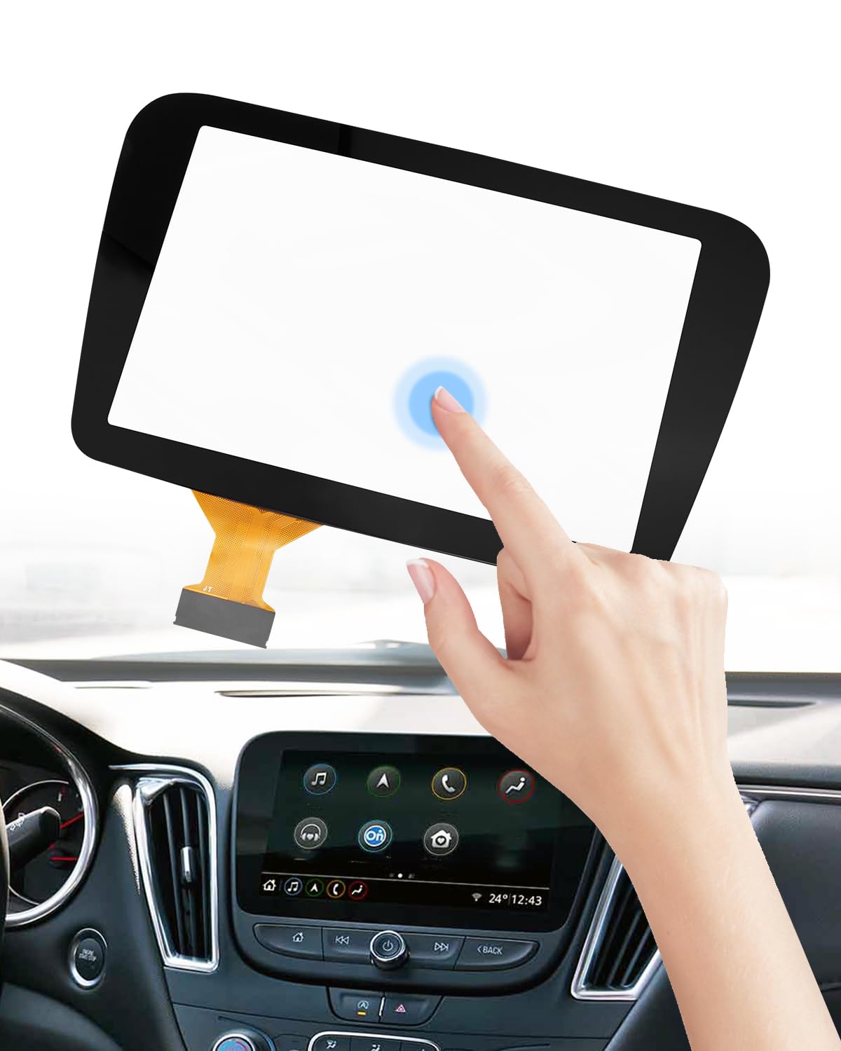 Navigation Touch Screen 8 Inch Fit for Chevrolet Malibu Equinox 2016-2021 Replace LQ080Y5DZ06, LQ080Y5DZ10