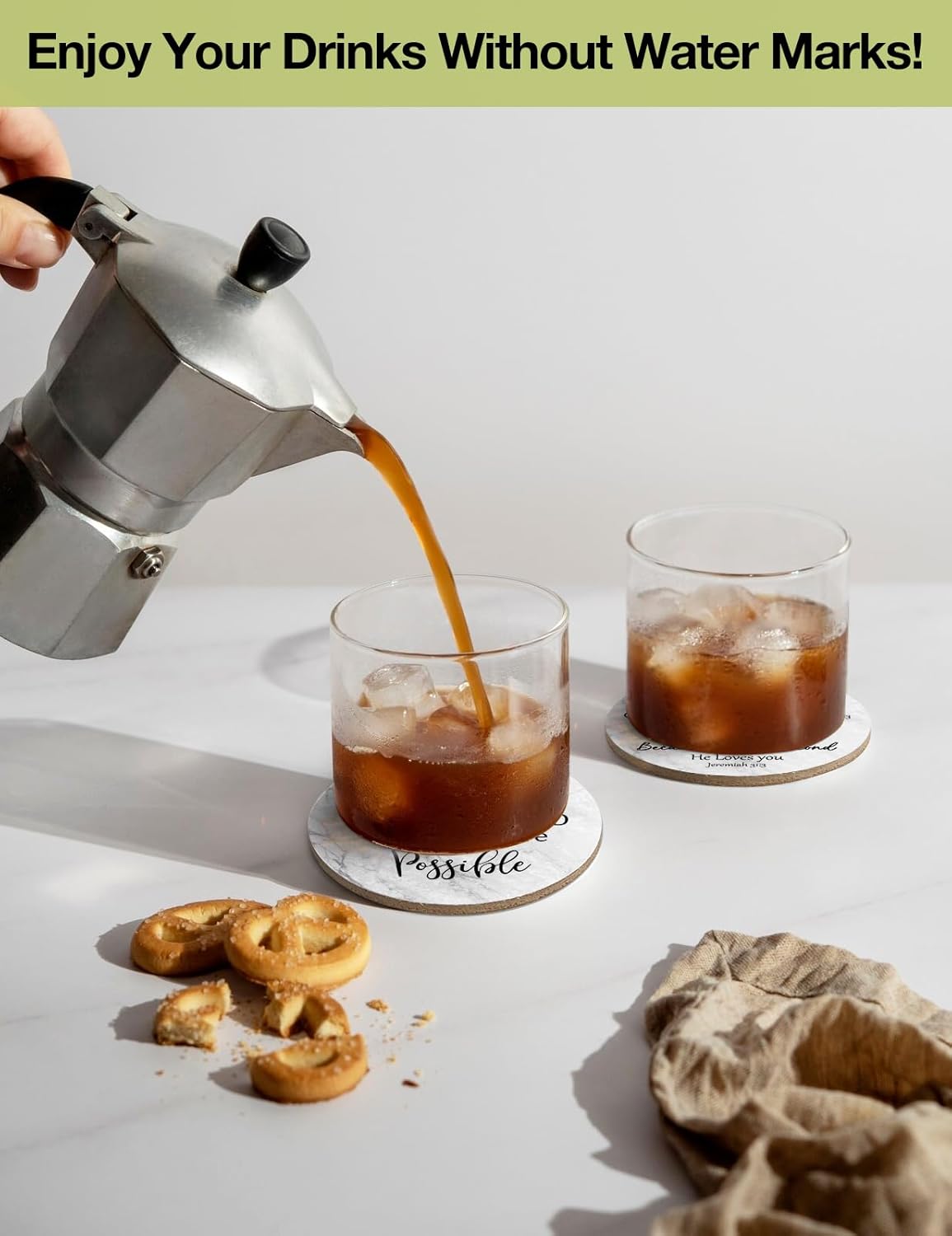 Christian Drinks Coasters with Bible Verses - Set of 6 Coasters with Cork Backing & Holder, Table Protector for Kitchen Coffee Table, Christian Gifts for Godmother Godson Believers - Image 7