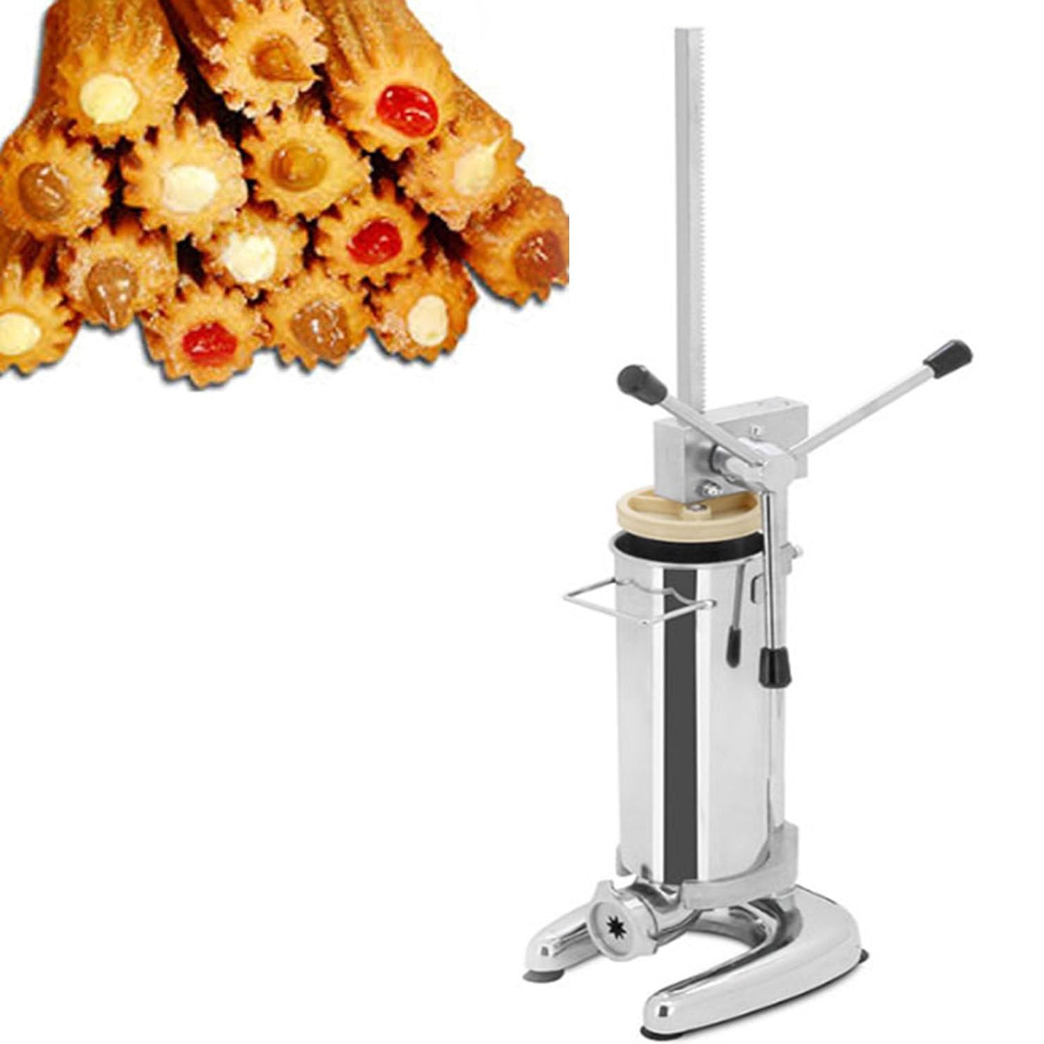 DPLXQPP Manual Churros Machine,3l 2l Spanish Donut Dessert,Stainless Steel Chocolate Jam Filling Machine,Latin Fruit Machine,Suitable for Commercial or Home Use (with Five Pairs of Molds),2L