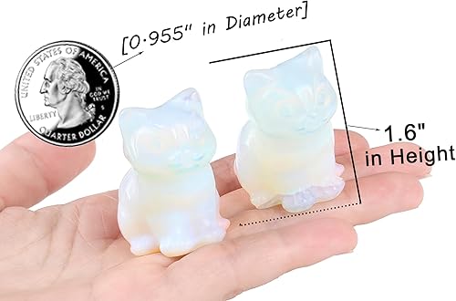 Miniatura 3 de QINJIEJIE Figura de gato de ópalo, estatua de cristales curativos, piedra natural, regalo de piedra preciosa tallada, escultura de oficina,