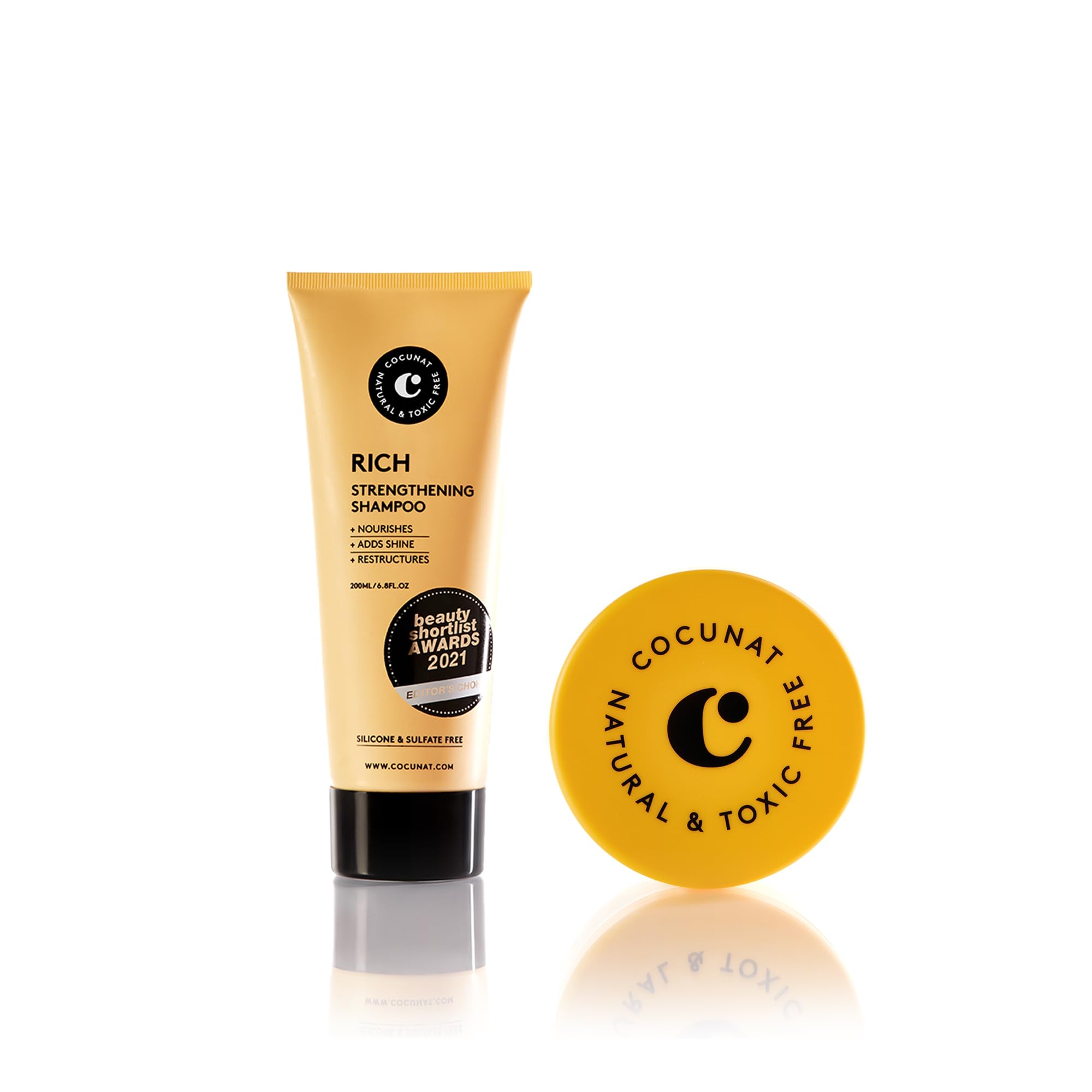 COCUNAT Champú Fortalecedor RICH + Mascarilla Boombastic Método Curly | Mascarilla Mascarilla Ultra- Nutritiva. Limpia, nutre, define y elimina el frizz. Sin siliconas ni sulfatos. 2x200ml.