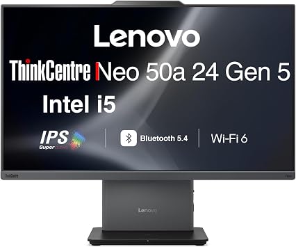 Lenovo ThinkCentre Neo 50a Business All-in-One 24" IPS FHD Display Intel i5-13420H, 16GB DDR5, 512GB PCIe SSD, Intel UHD, WiFi 6, Webcam, Bluetooth 5.4, Win 11 Pro