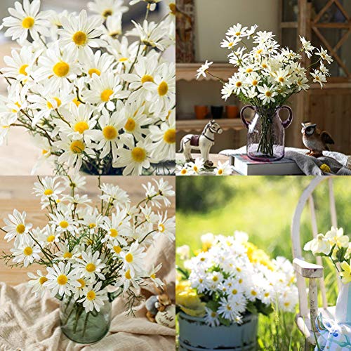 Amyhomie Artificial Flowers,10 Pcs Silk Daisy, Artificial Gerber Daisy For Home Decoration, Artificial Daisy For Wedding Decoration(Milk White) #TOP4