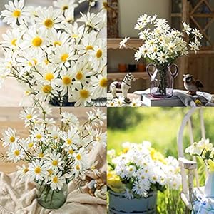 AmyHomie Artificial Flowers,10 pcs Silk Daisy, Artificial Gerber Daisy for Home Decoration, Fake Wildflowers Spring Flowers for Wedding Decoration(Milk White) AmyHomie Artificial Flowers10 pcs Silk Daisy Artificial Gerber Daisy for Home Decoration Fake Wildflowers Spring Flowers for Wedding DecorationMilk White