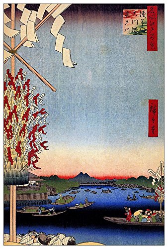 Asakusa River tableau en bois de Hiroshige pour créer une ambiance zen dans votre salon