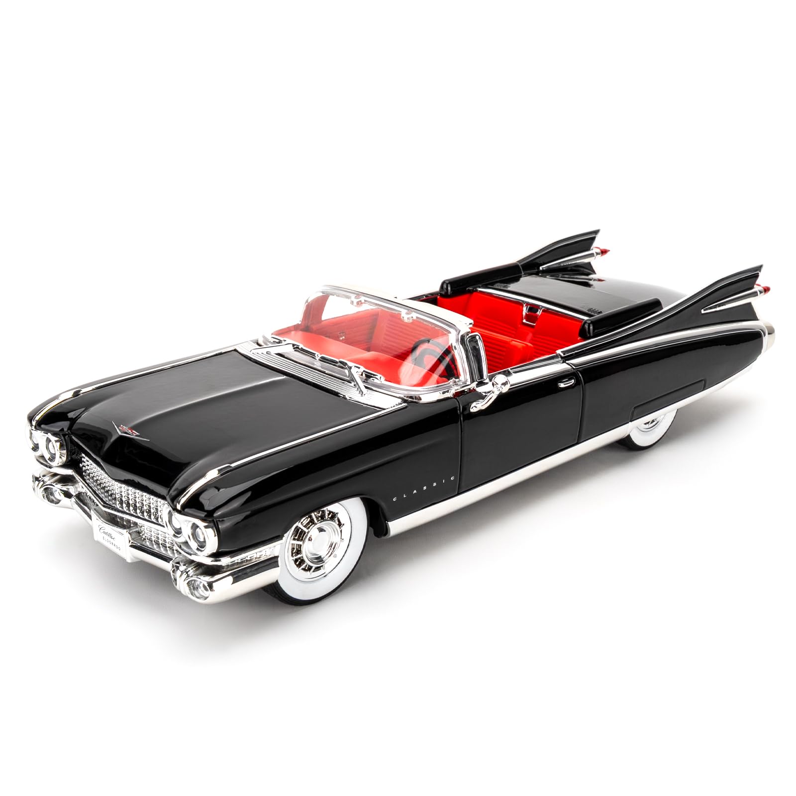 TGRCM-CZ 1/24 Cadillac Eldorado Biarritz Series Model Car, Zinc Alloy Pull Back Vehicles Model Car with Sound and Light for Collectors & Kids 3+ Years Old Birthday Gift(black)
