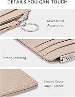 Vista 3 de BOSTANTEN Cartera pequeña para mujer RFID de piel con bolsillo con cremallera, Rosado, Llavero incluido