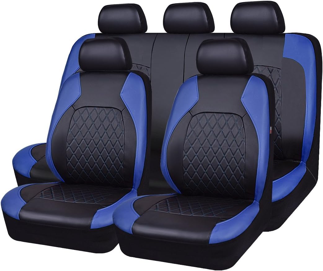 Protector de Asiento de Cuero PU para Dacia Logan/Logan MCV/Logan MCV Fiskal/Logan MCV，Fundas de Siento para Coche Lmpermeables Fundas de Asientos,Blue