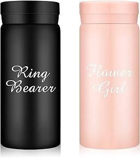 2 Pieces Flower Girl Gift Ring Bearer Proposal Flower Girl Water Bottle Ring Bearer Water Bottle Flower Girl Tumbler Flower Girl Proposal Gift Kids Water Bottle (Pink, Black)