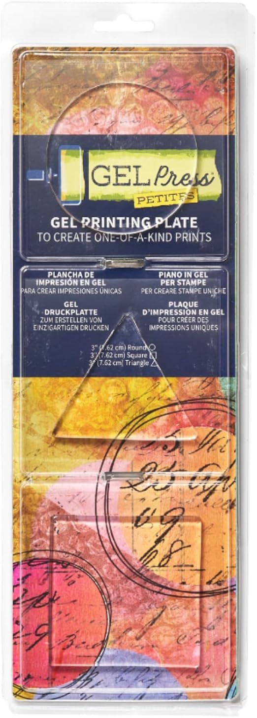Gel Press Petites Monoprinting Plates 3 Piece - Circle Triangle Square - for Printmaking, Scrapbooking, Paper Crafts, Home Decor and More - 10812-CIR