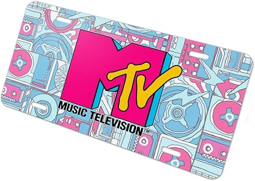 MTV Techno - Placa de matrícula de metal con logotipo de neón