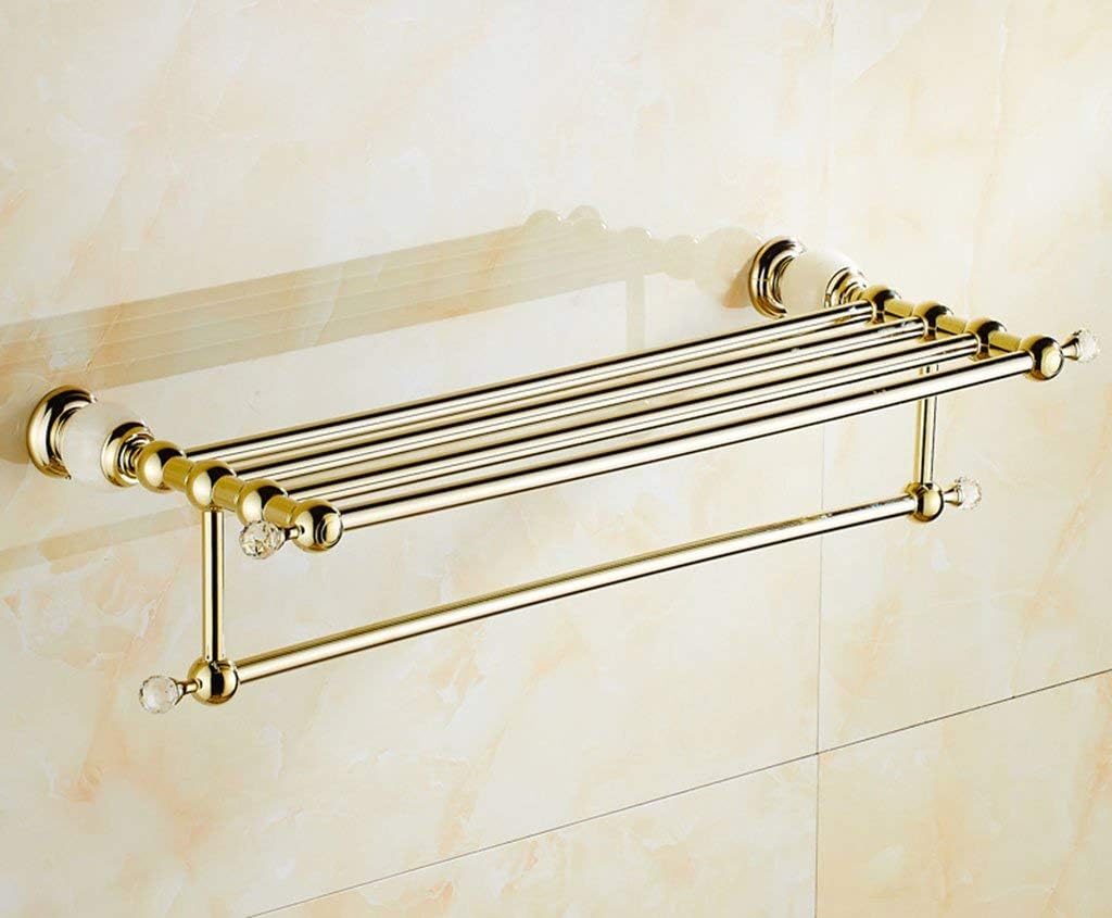 Copper Chrome Plating Bathroom Shelf Wall Hanging Marble bar Bathroom Supplies Pendant (Color : #001) (#002)